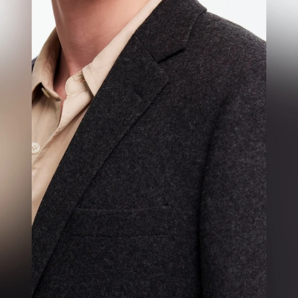 NWOT Madewell Roebling Two-Button Blazer in Italian Fabric 40R -Heather Charcoal